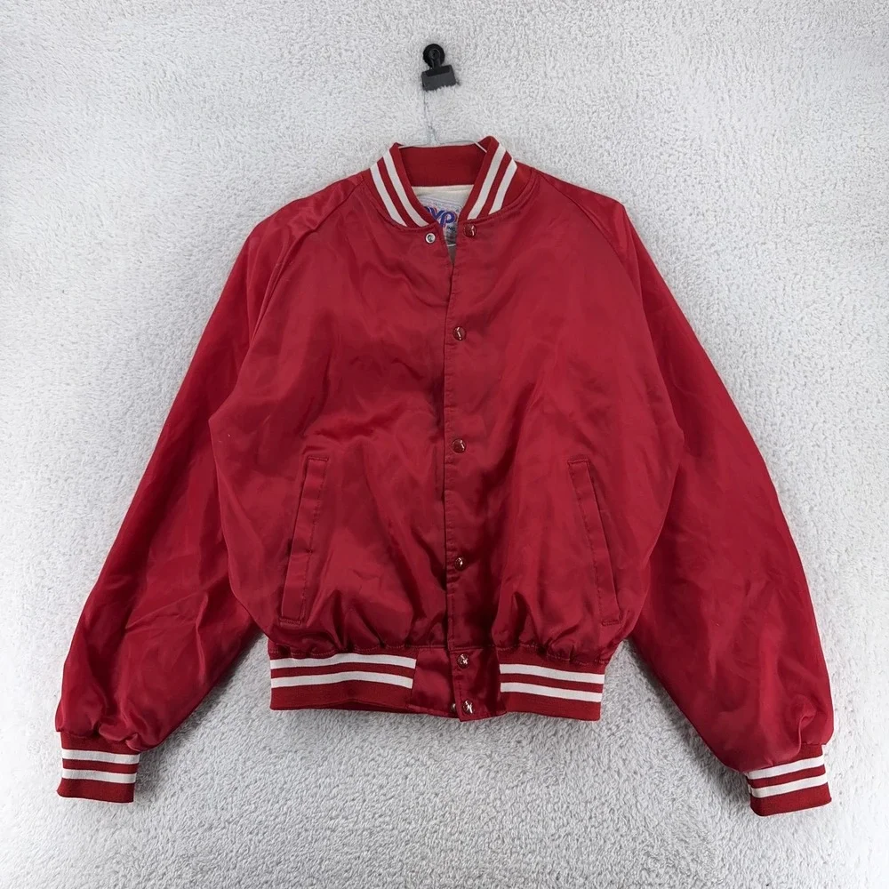 Vintage‎ Seagram's 7 Jacket Mens M Red Satin Bomber Embroidered Varsity Alcohol